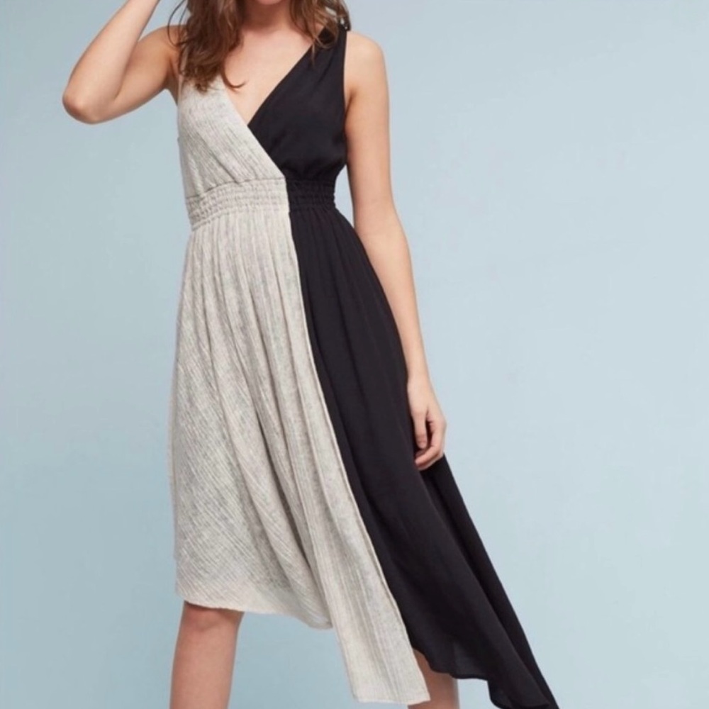 Anthropologie - Maeve Two-Tone Black and Cream Sleeveless Dress
